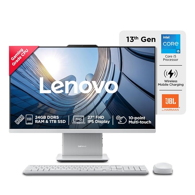 LEN-F0HM00W3IN-1.jpg Lenovo Idea Centre AIO Intel Core i5 Desktop (F0HM00W3IN) - Image 1