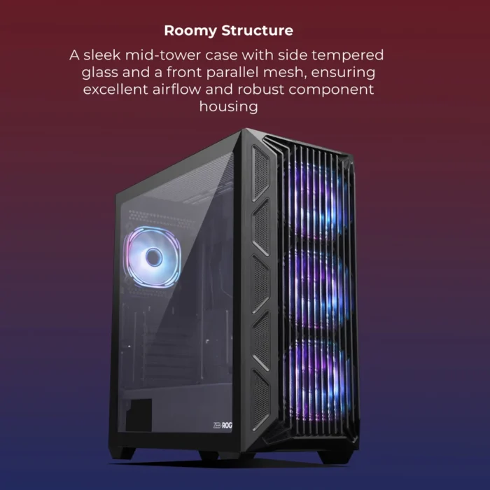 GAMING CABINET ROGUE BLACK ZEBRONICS - Image 3