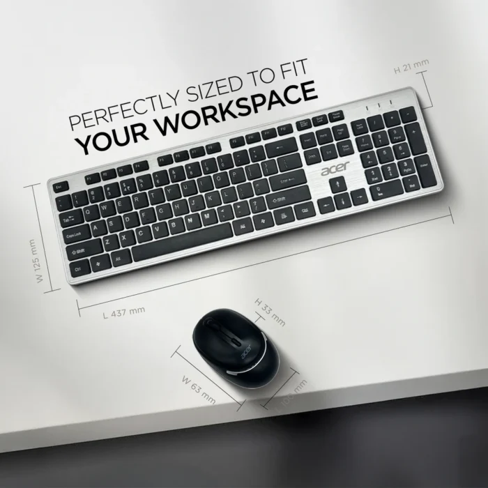 W/L KEYBOARD & MOUSE K666-C (SILVER+BLK )ACER (ZC.A01S1.204) - Image 6