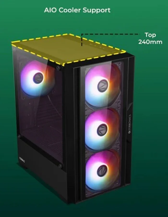 GAMING CABINET CORA G BLACK ZEBRONICS - Image 4