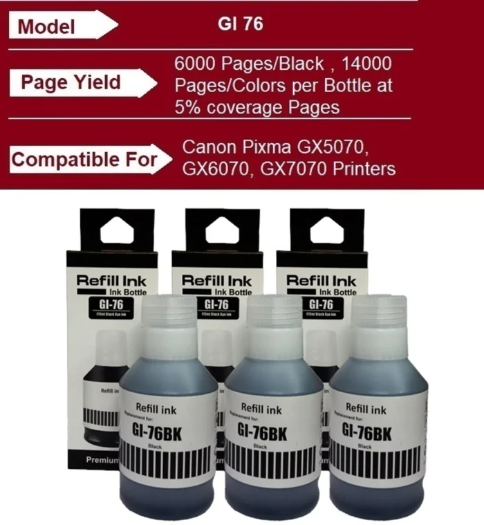 Canon GI-76 PGBK Pigment Black Ink Bottle - Image 4