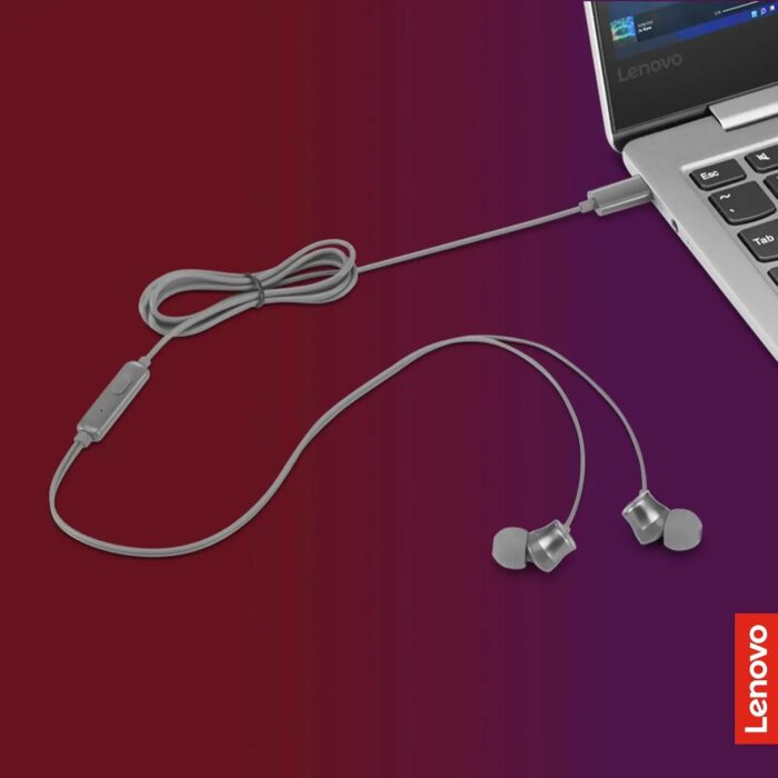 Lenovo 300 Wired USB-C In-Ear Headphones – Grey (GXD1J77353) - Image 2