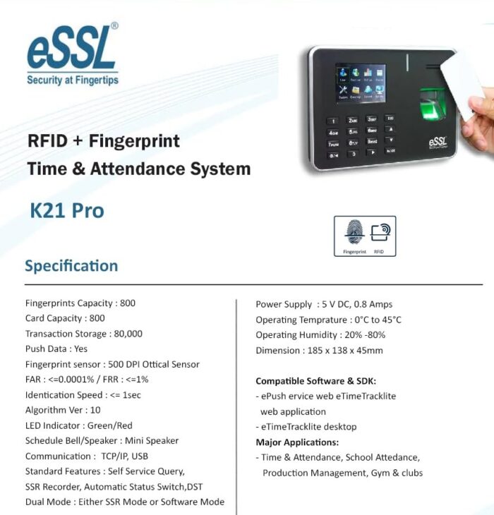 ESSL K90 Pro Fingerprint & RFID Attendance Machine with Access Control - Image 5