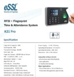ESSL K21 Pro Fingerprint & RFID Attendance Machine - Image 5