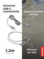 Lenovo 300 Wired USB-C In-Ear Headphones – Grey (GXD1J77353) - Image 4