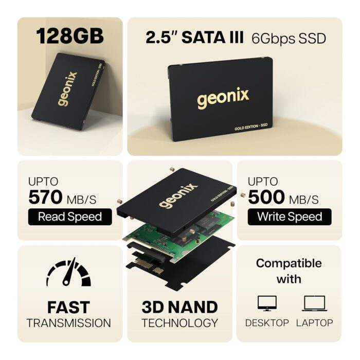 Geonix Supersonic 128GB SATA SSD – Gold - Image 5