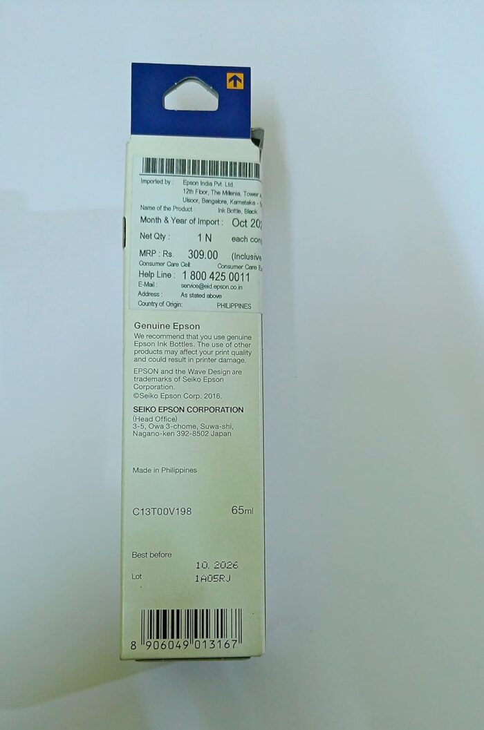 Epson 003 Black Ink Bottle 65ml – C13T00V198 - Image 4