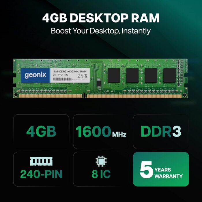 Geonix 4GB DDR3 1600MHz 8IC Desktop RAM - Image 5