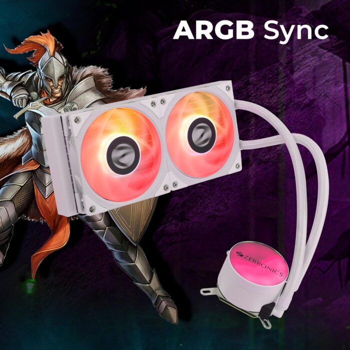 Zebronics 240mm ARGB AIO Liquid CPU Cooler ZEB-AIO240AW – White - Image 3