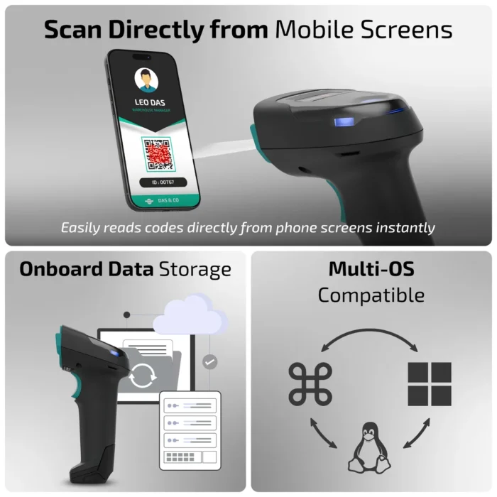 iBall BST300BT Omni25 Wireless 2D Barcode Scanner with Charging Dock - Image 2