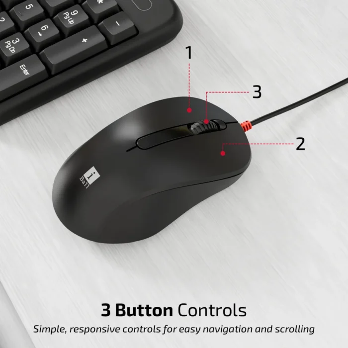 iBall ClickSet 220 Wired Keyboard and Mouse Combo – Black - Image 3