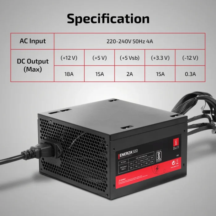 iBall Enerza 500 (Power-250B) SMPS – Desktop Power Supply - Image 5