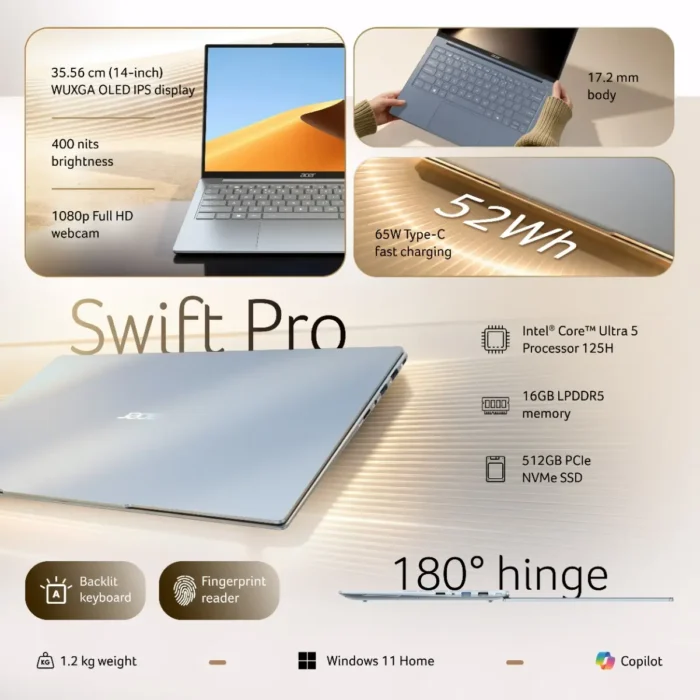 Acer Swift Pro SFP14-55 Laptop – Intel Core Ultra 5, UN.37TSI.008 - Image 9