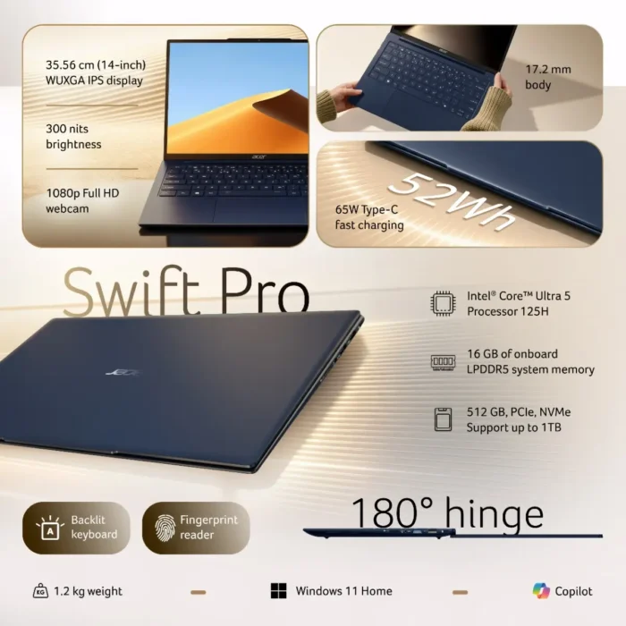 Acer Swift Pro SFP14-55 Laptop Intel Core Ultra 5 UN.37TSI.005 - Image 8