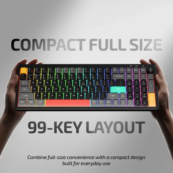 iBall QWERTY S600 Hybrid Wireless RGB Keyboard – Black - Image 4