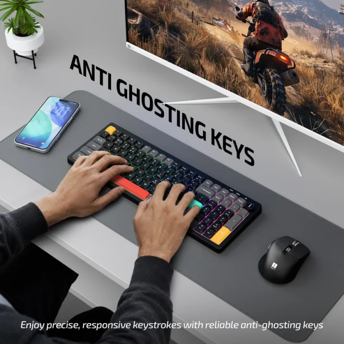iBall QWERTY S600 Hybrid Wireless RGB Keyboard – Black - Image 3